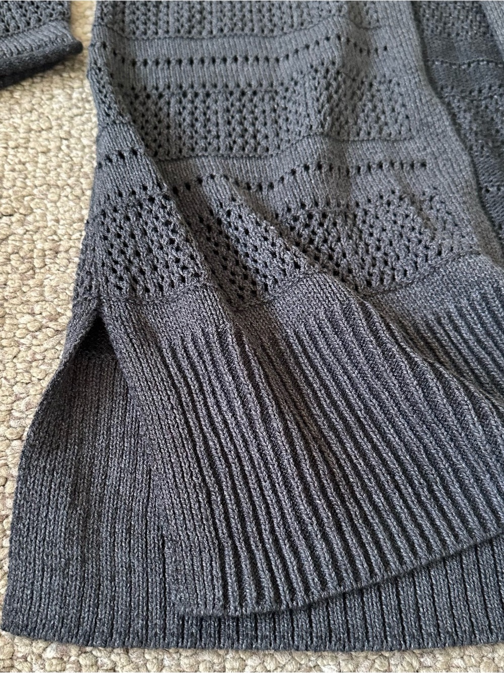 Maurices Charcoal Blue/Gray Open-Front Textured Knit Cardigan - Picture 2 of 12